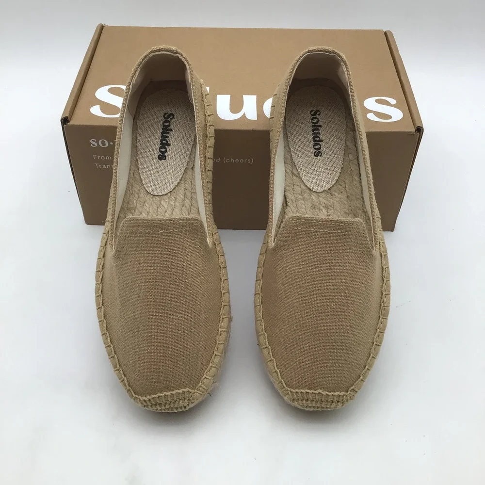Soludos Womens Smoking Platform Espadrilles Safari Brown Shoes Size 5 - 5.5 NEW